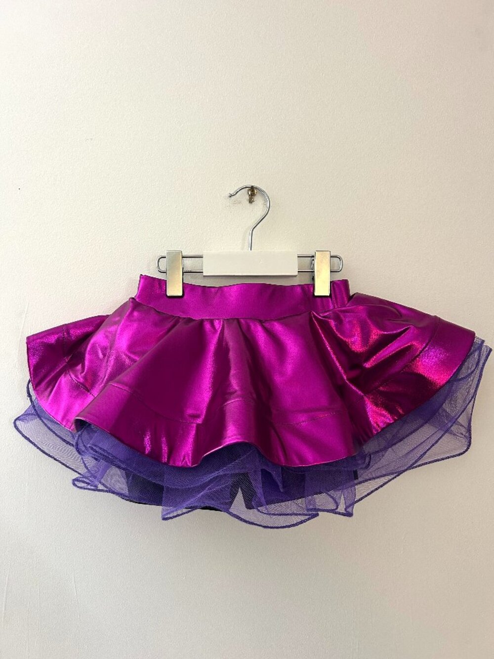 Discount Dance Girls Metallic Tiered Performance Skirt Size S Like New